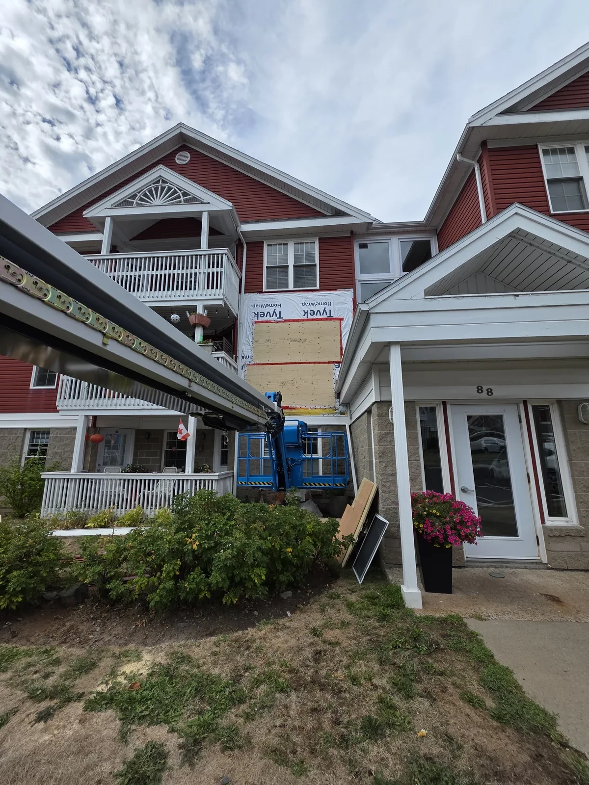 Elevated exterior area needing repair before work began